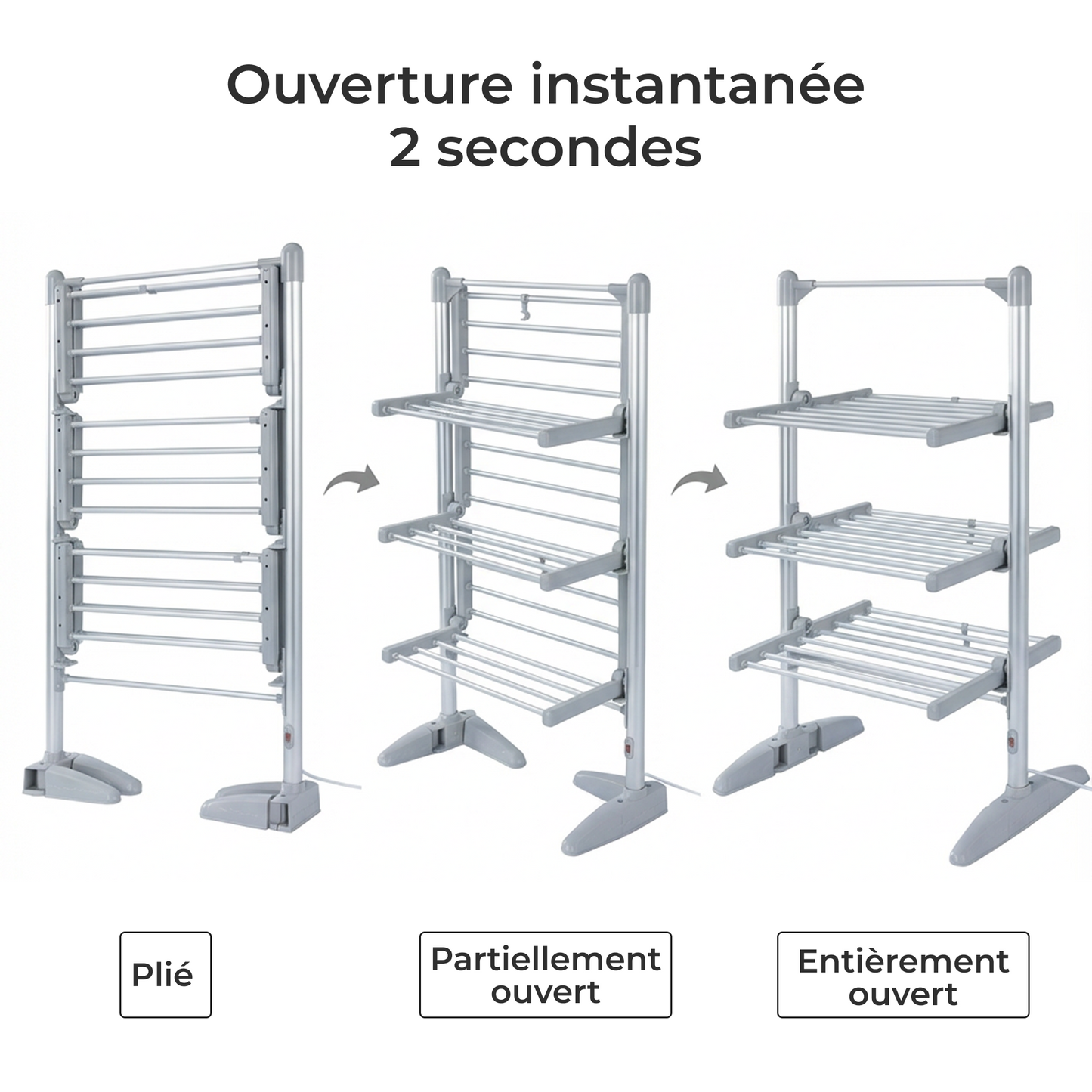 Sèche-Linge Électrique – Étendoir Pliant 3 Niveaux