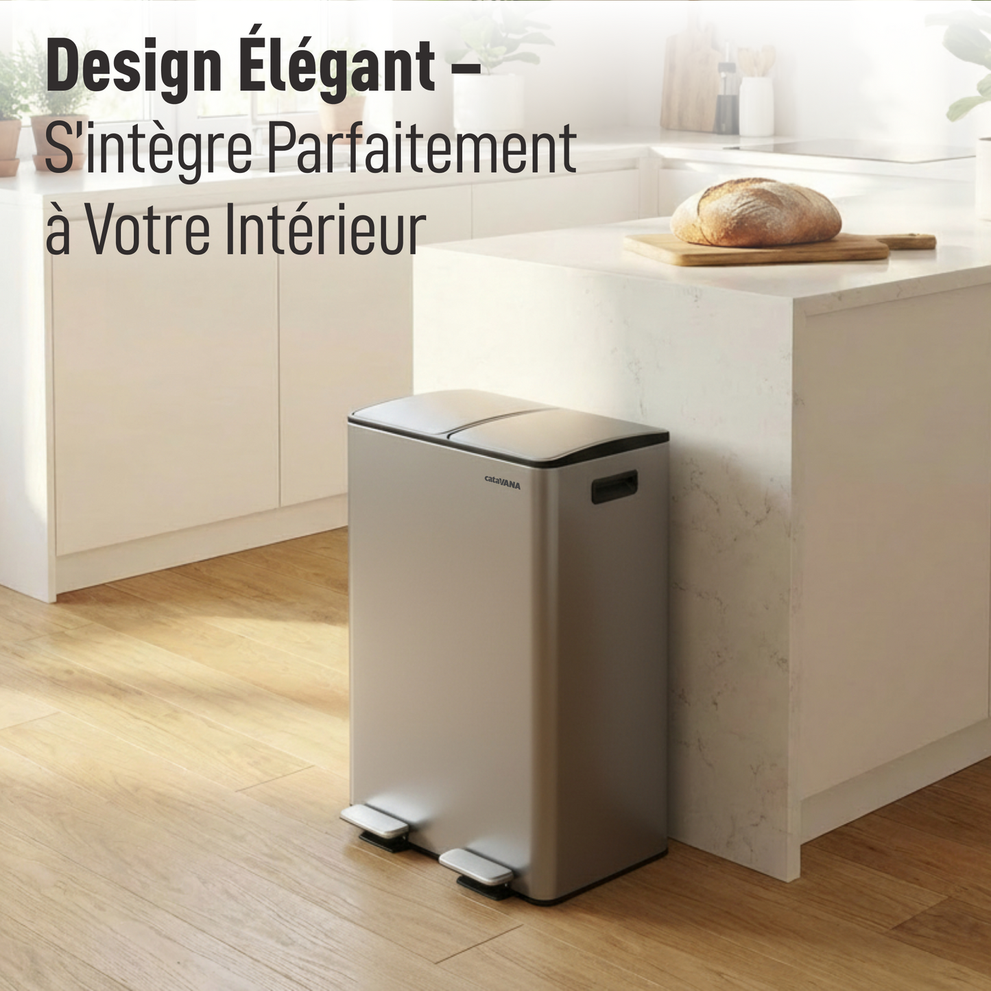 Poubelle Double Compartiment 2 x 30L, Pédales Métal, 2 Seaux Plastique, Fermeture Douceur, Hermétique