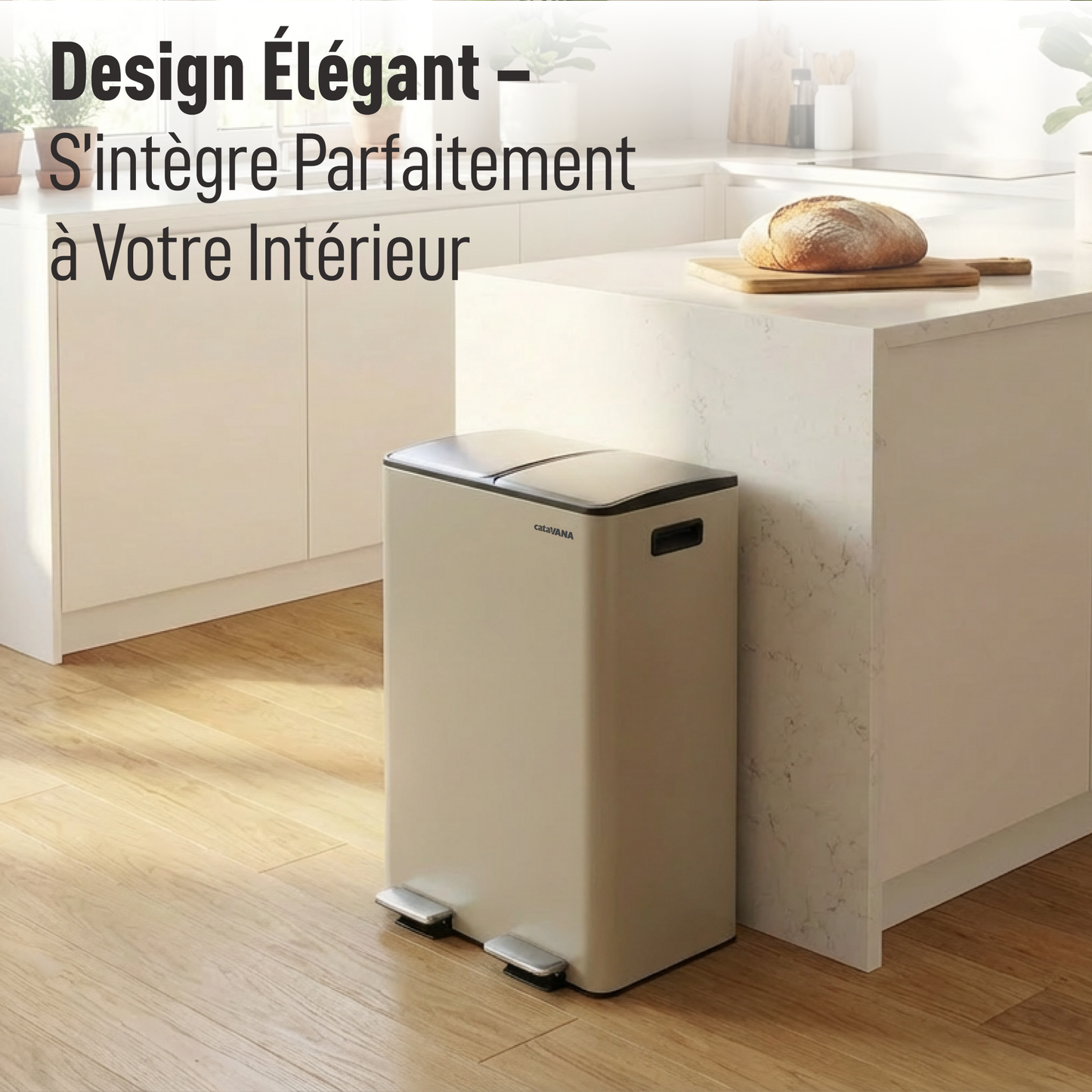 Poubelle Double Compartiment 2 x 30L, Pédales Métal, 2 Seaux Plastique, Fermeture Douceur, Hermétique