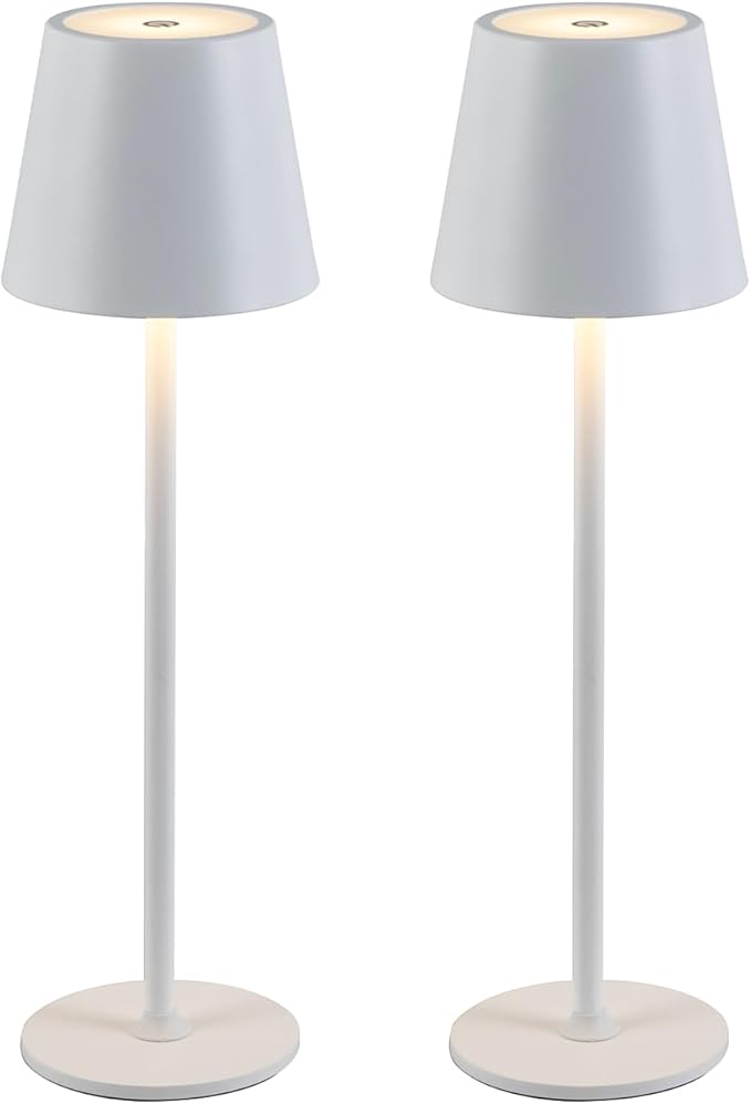 Lampe de Table LED Sans Fil Rechargeable – Tactile Variateur USB-C IP44 Intérieur Extérieur Métal