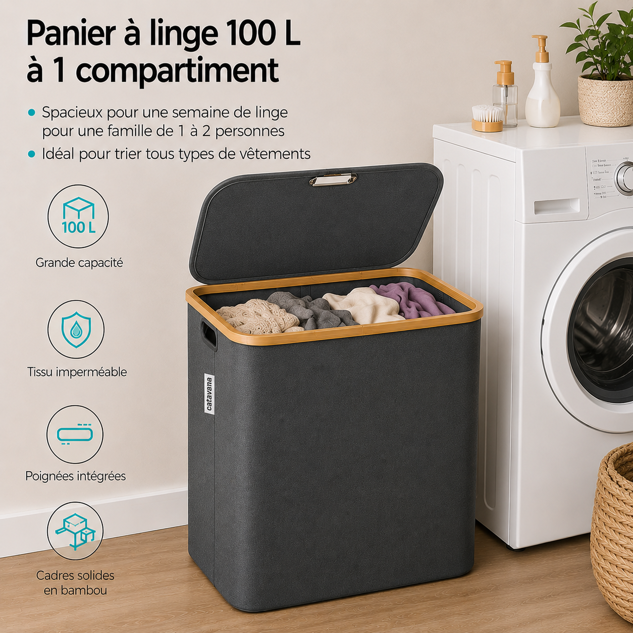 Panier à Linge Bambou 100L