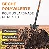Bêche de Jardin avec Dents en Acier – Outil de Creusage et Ameublissement du Sol – Noir/Orange