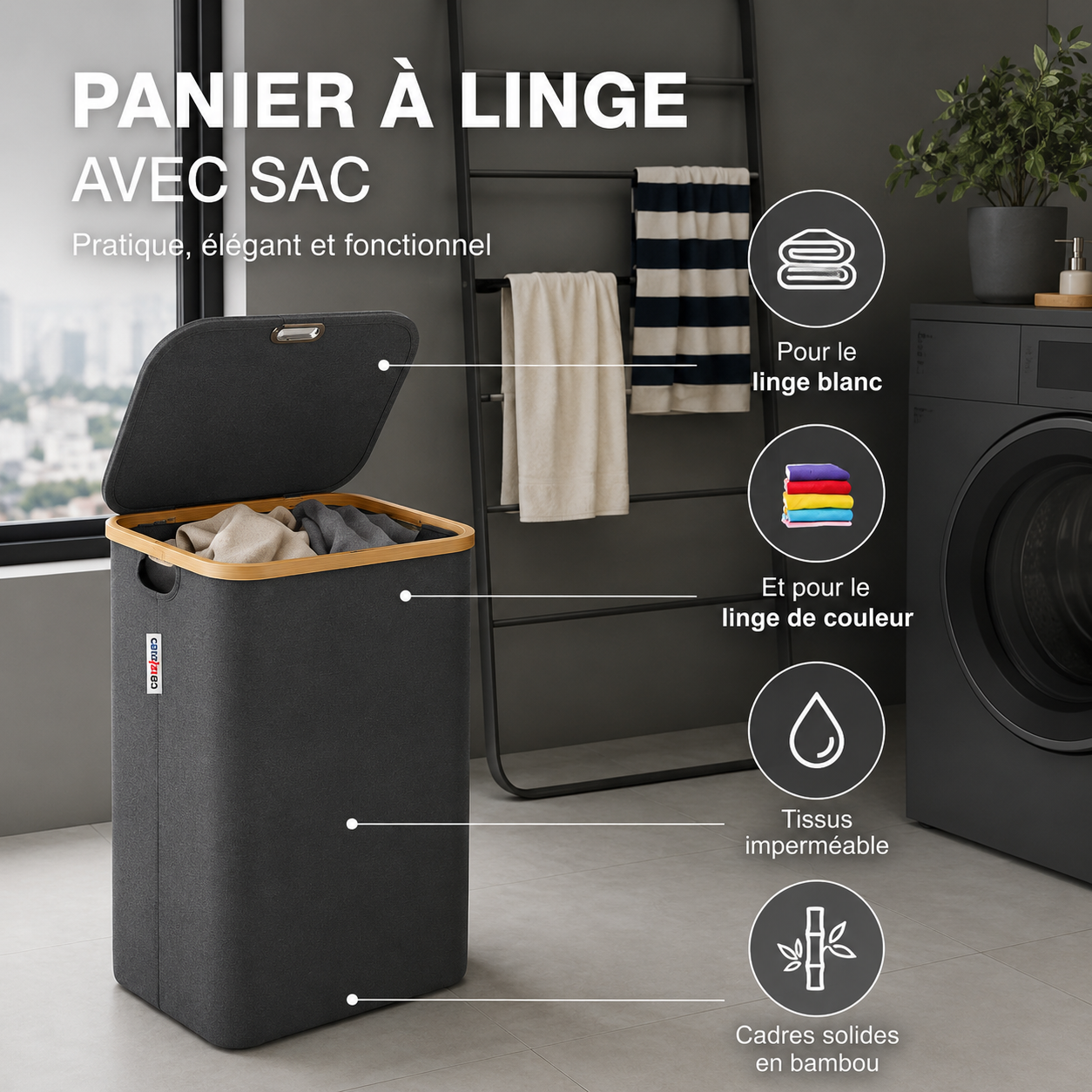 Panier à Linge Bambou 100L