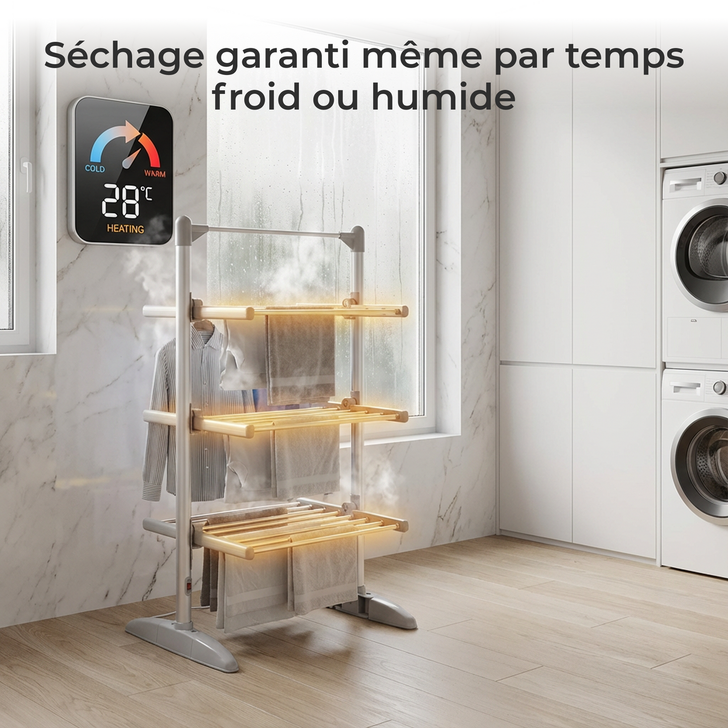Sèche-Linge Électrique – Étendoir Pliant 3 Niveaux