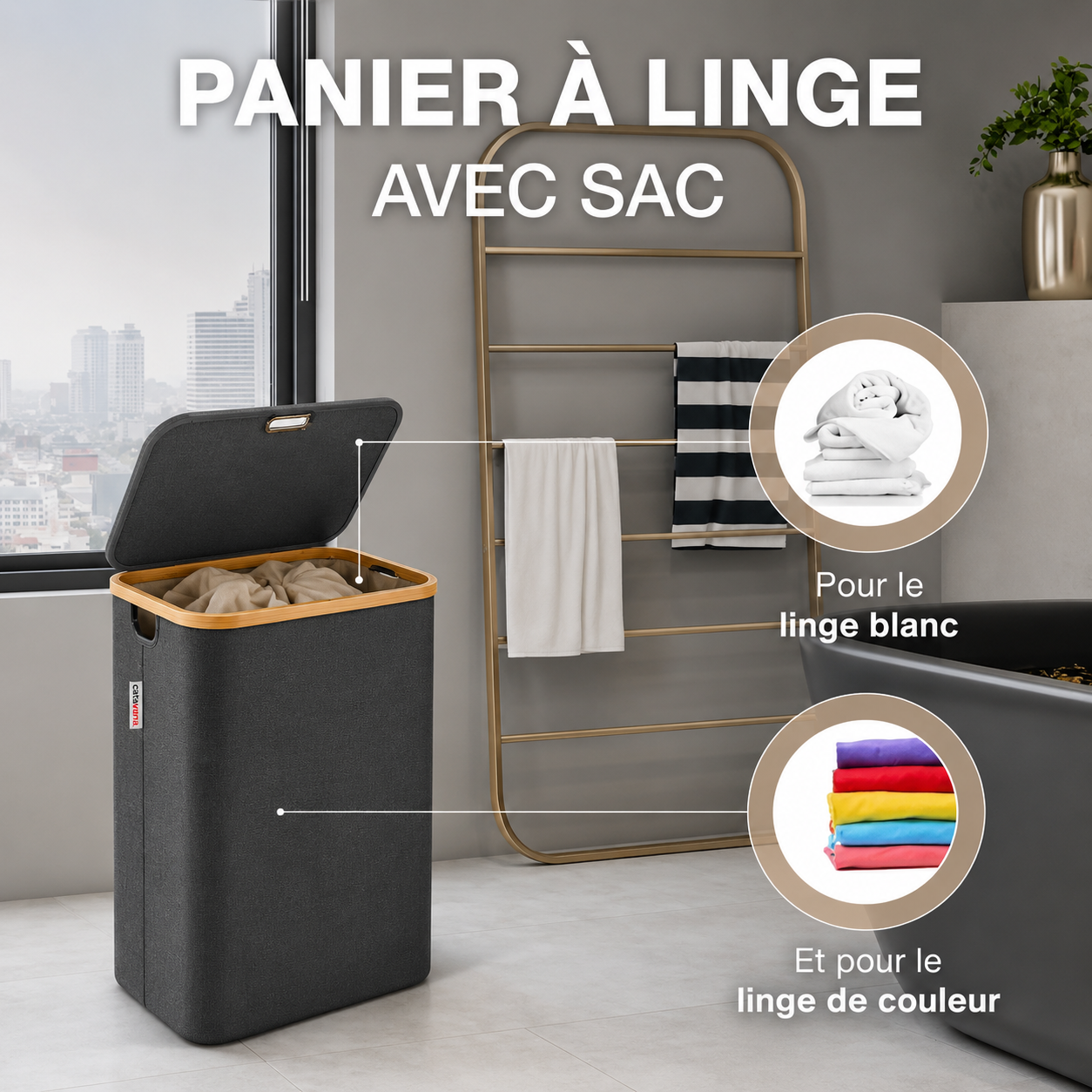 Panier à Linge Bambou 100L