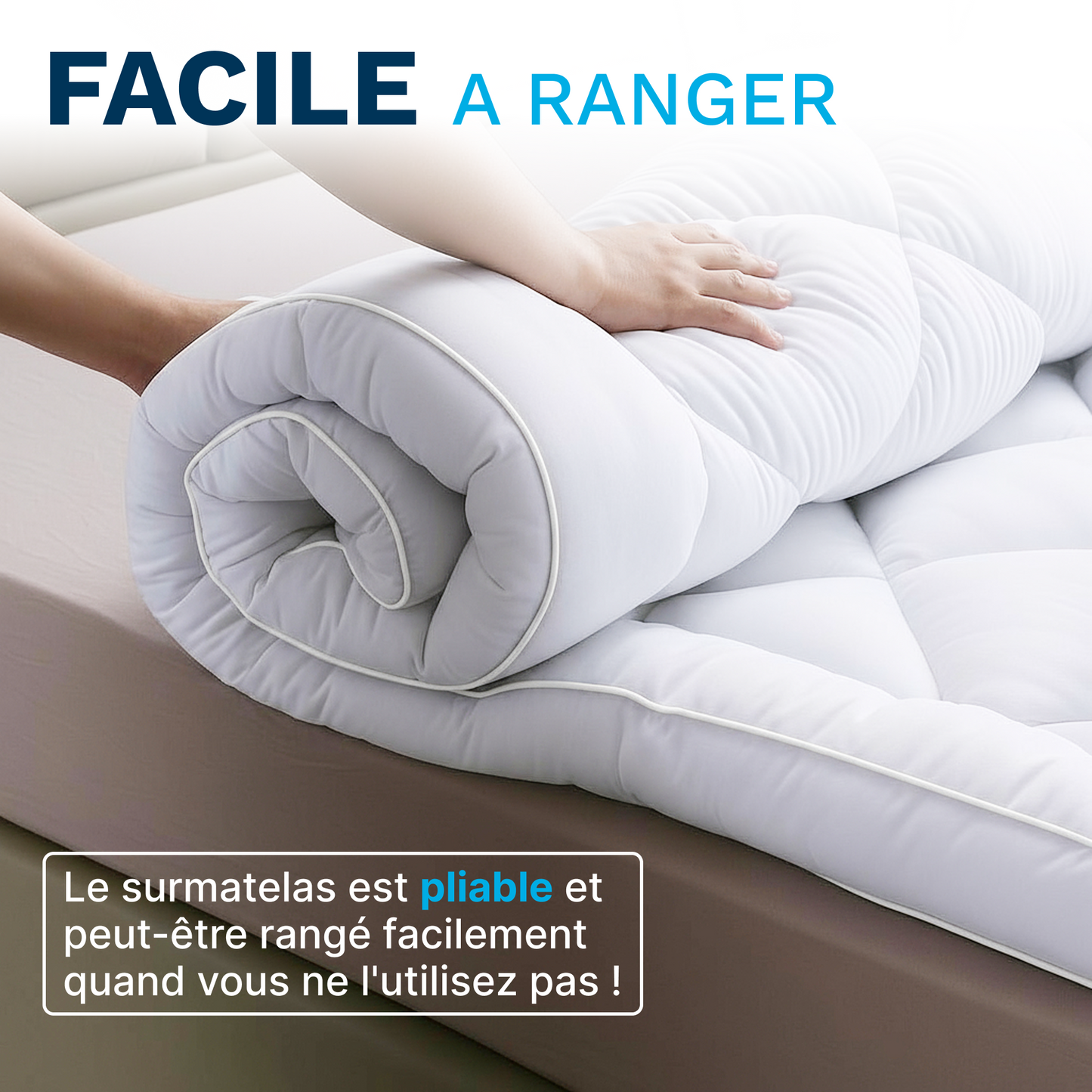 Surmatelas Confort 800gsm- Microfibre Respirante, Hypoallergénique, Anti-acariens - Antidérapant