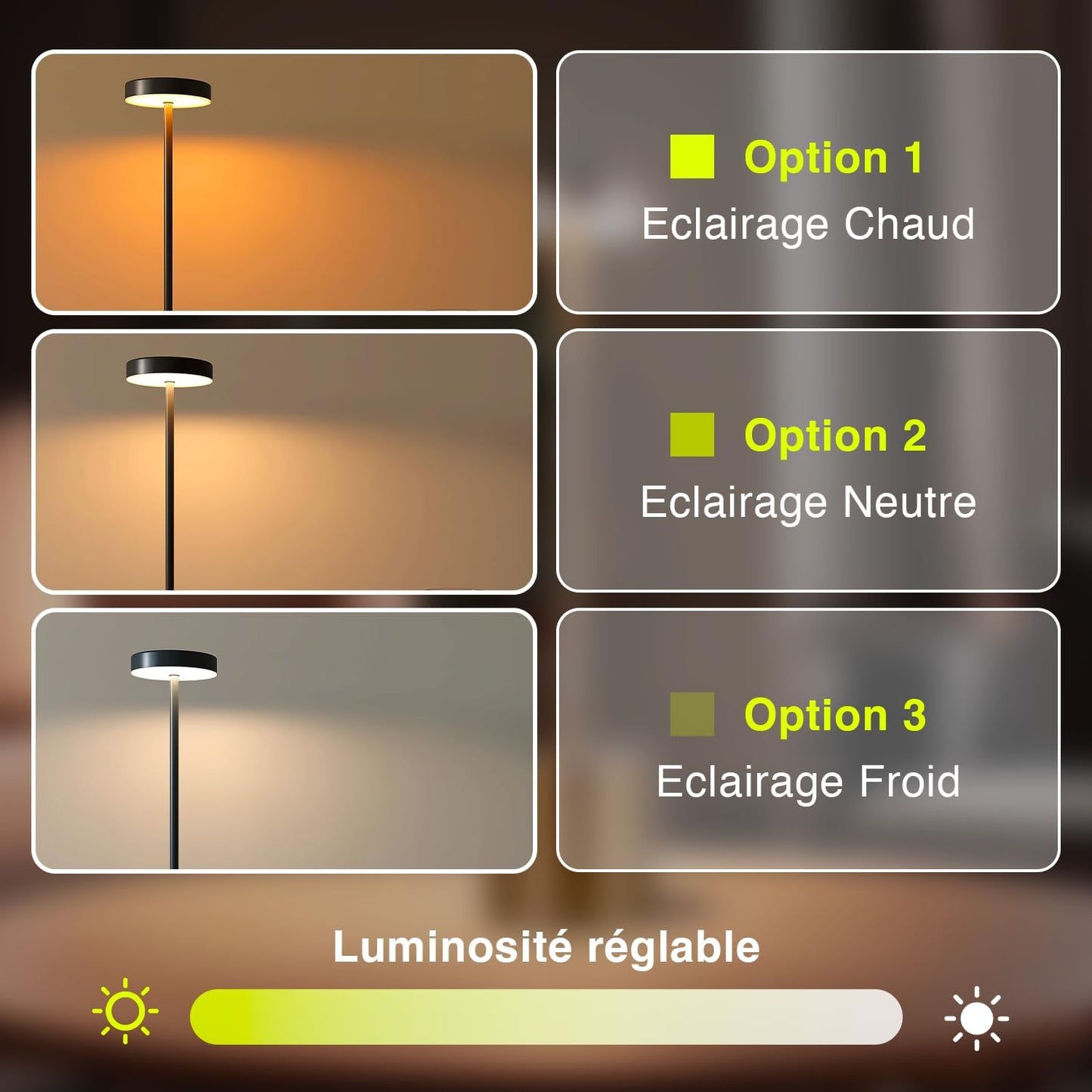 Lampe de Table LED Sans Fil Rechargeable Design Minimaliste – Tactile Variateur USB-C IP44 Métal