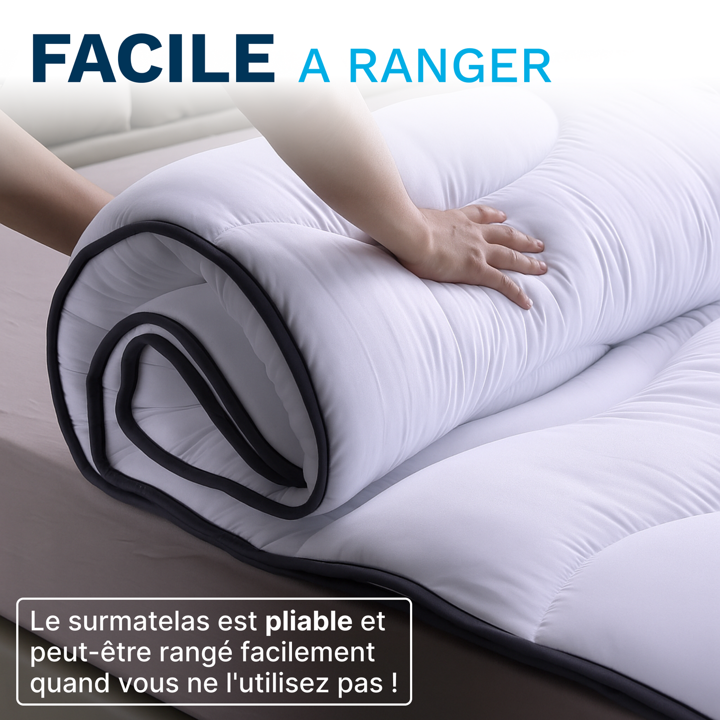 Surmatelas Nuage - Hypoallergénique, Respirant, Anti-Acariens, Idéal Matelas 2 Places