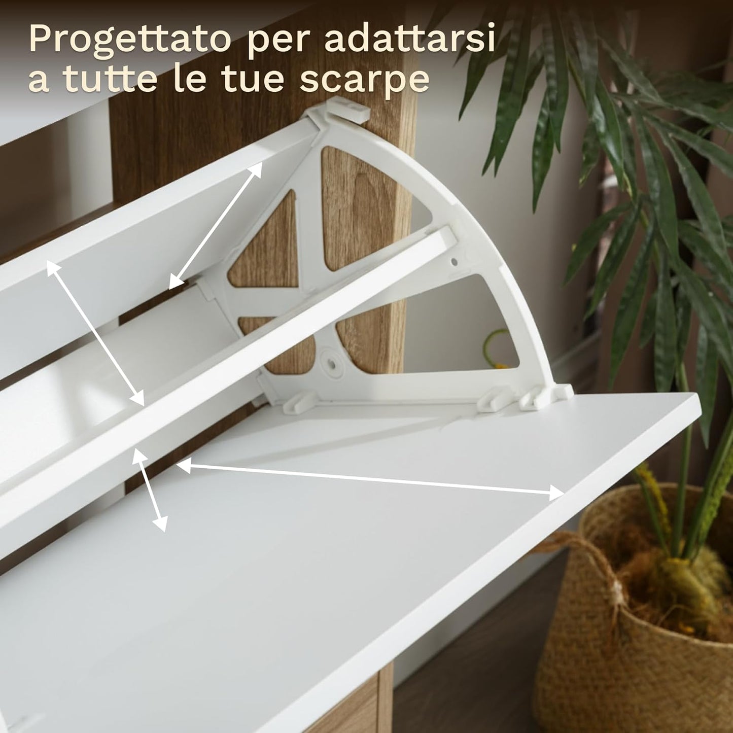 Meuble de Rangement à Chaussures - 18 Paires - 3 abattants - Dimensions : L60xP24x1130 cm - Bois Blanc