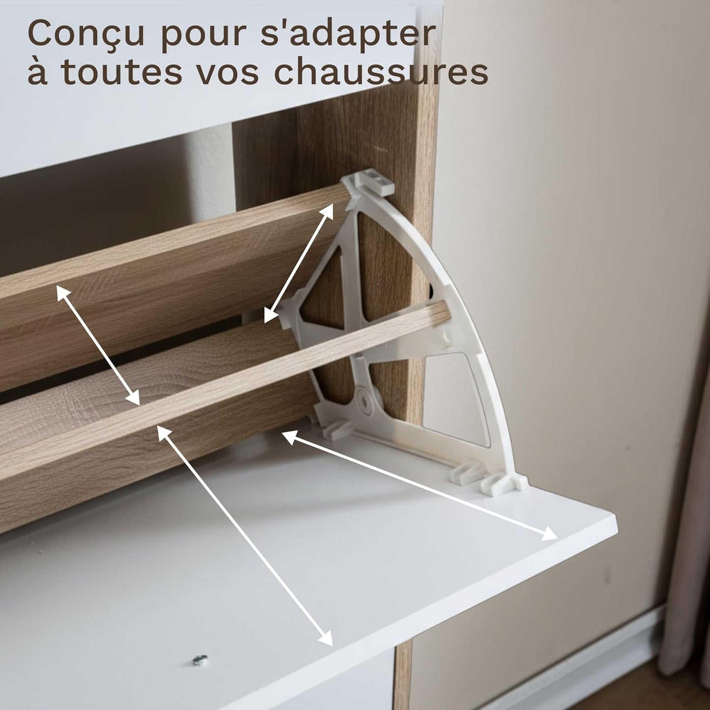 Meuble à Chaussures 24 Paires 4 Abattants – Armoire Étroite 24 cm Gain de Place – Meuble Entrée Blanc Bois 60x24x150 cm
