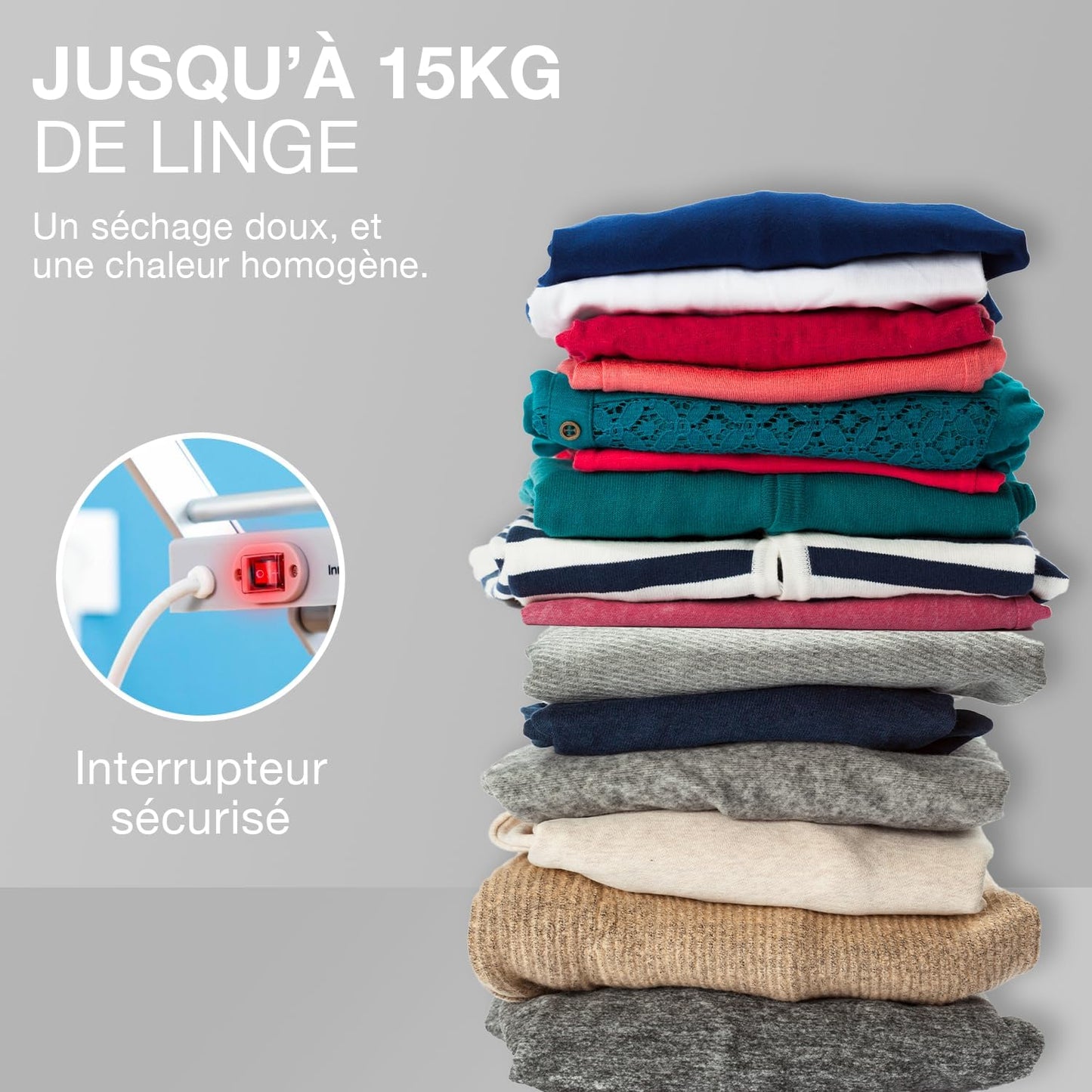 Séchoir Électrique XXL 1,6m - 230W - Température 45-55°C - Séchage Rapide Jusqu'à 15kg - Câble 1,4m - Idéal pour Intérieur