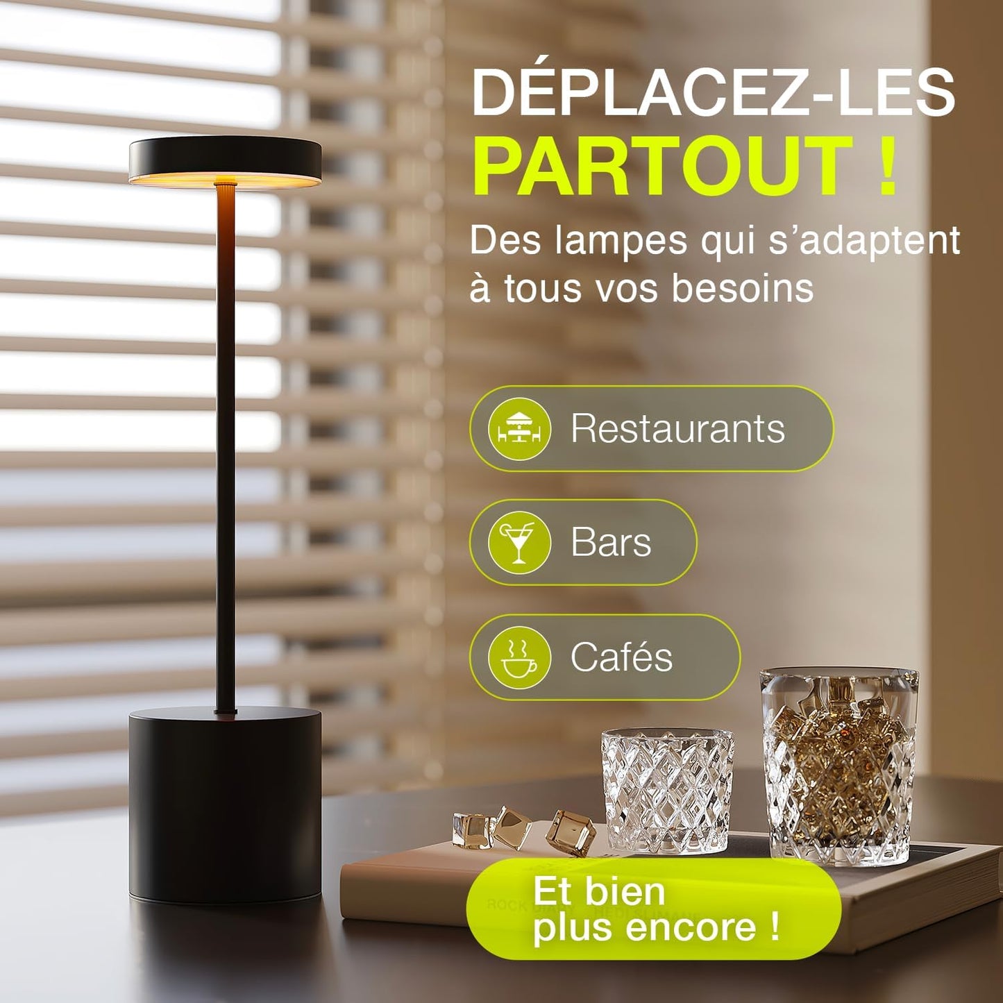 Lampe de Table LED Sans Fil Rechargeable Design Minimaliste – Tactile Variateur USB-C IP44 Métal