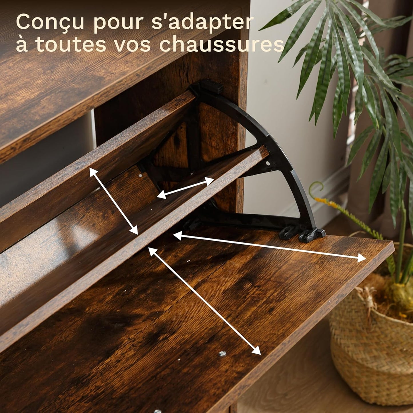 Meuble à Chaussures 12 Paires 2 Abattants – Armoire Étroite 24 cm Gain de Place – Meuble Entrée Bois Rustique 60x24x80 cm