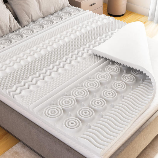 Surmatelas Mémoire de Forme 5 cm -  Ergonomique, 13 Zones de Soutien, Idéal Matelas
