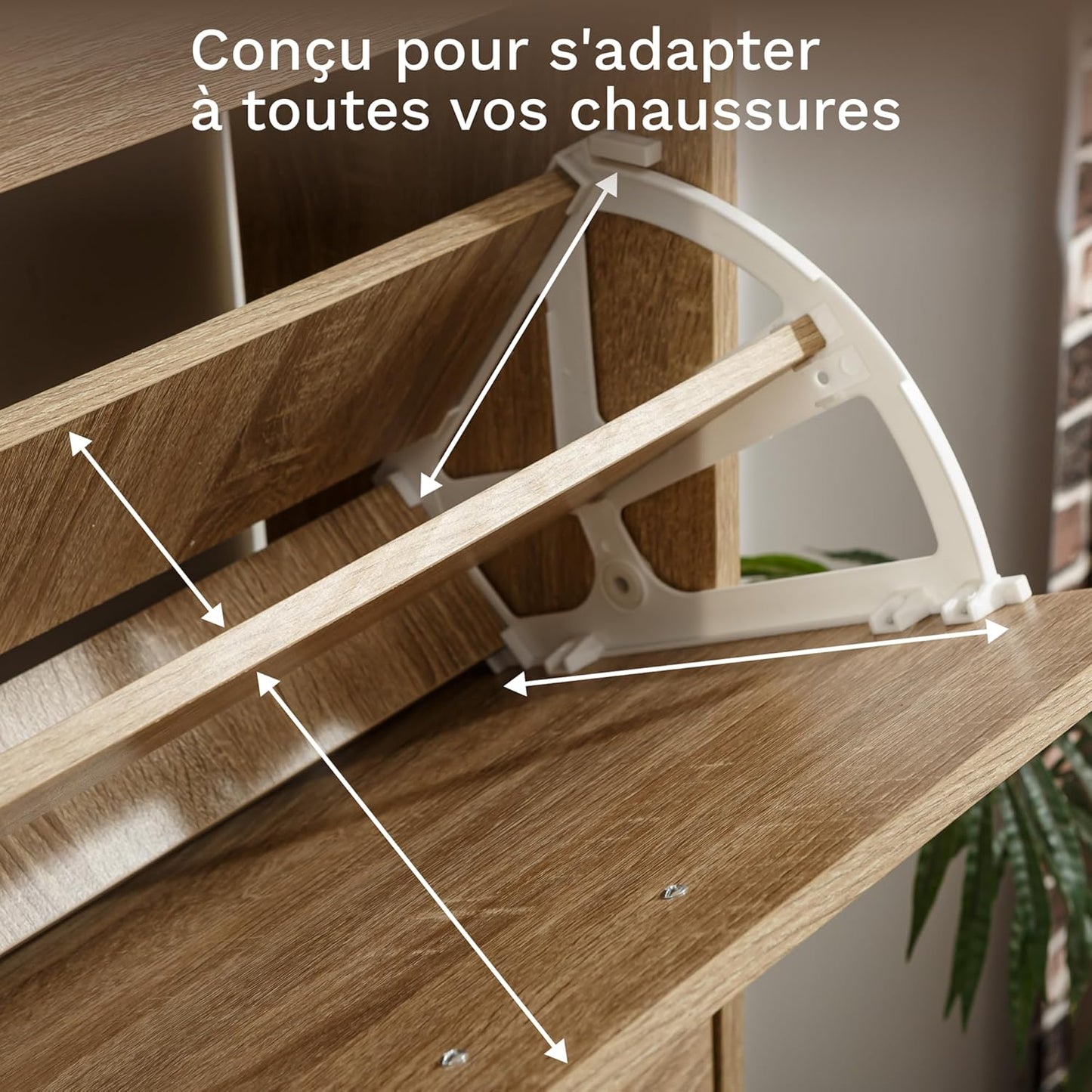 Meuble à Chaussures 24 Paires 4 Abattants – Armoire Étroite 24 cm Gain de Place – Meuble Entrée Bois clair 60x24x150 cm