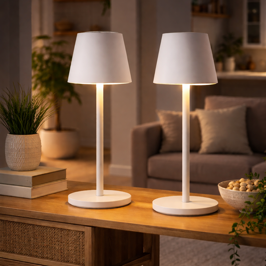 Lampe de Table LED Sans Fil Rechargeable – Tactile Variateur USB-C IP44 Intérieur Extérieur Métal