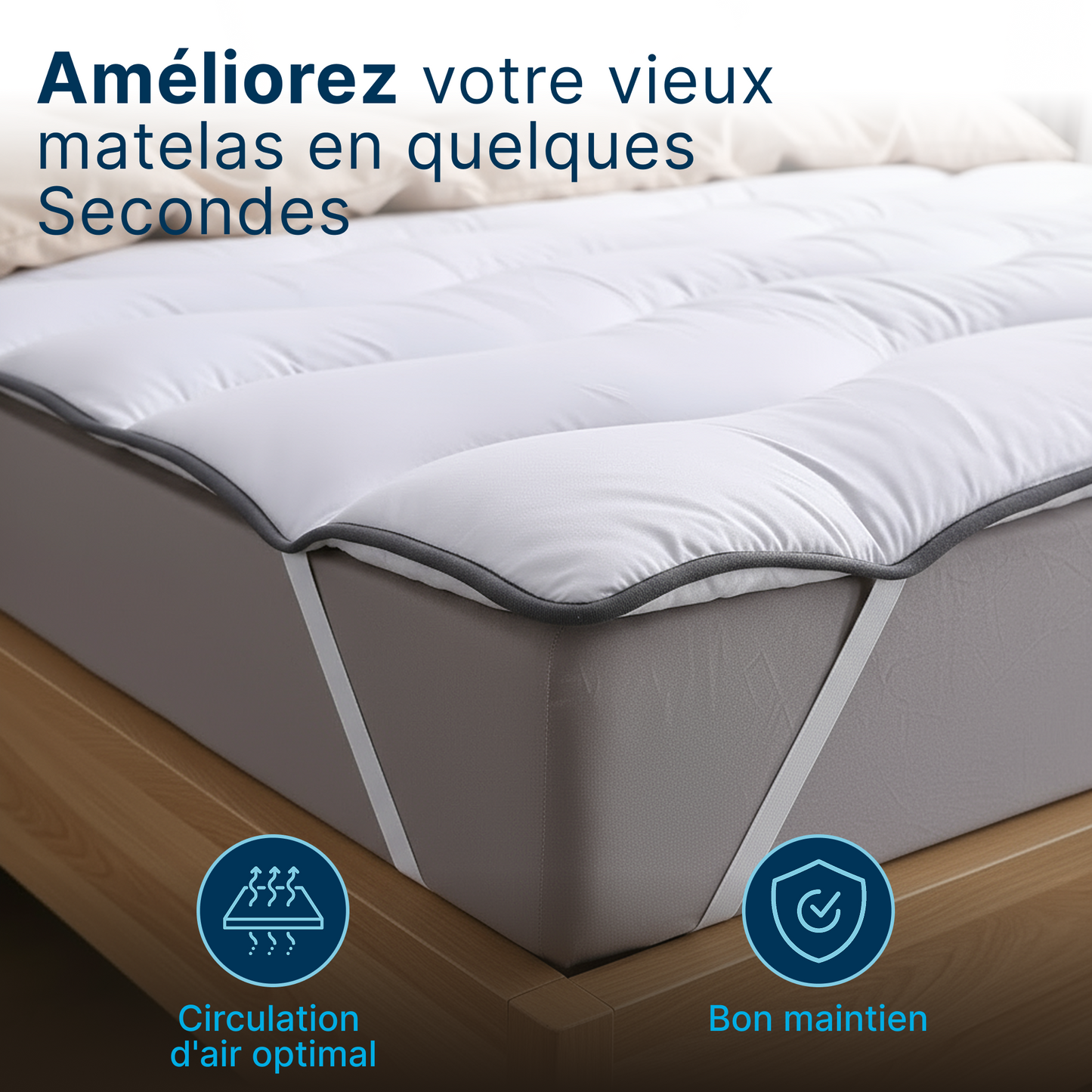 Surmatelas Nuage - Hypoallergénique, Respirant, Anti-Acariens, Idéal Matelas 2 Places