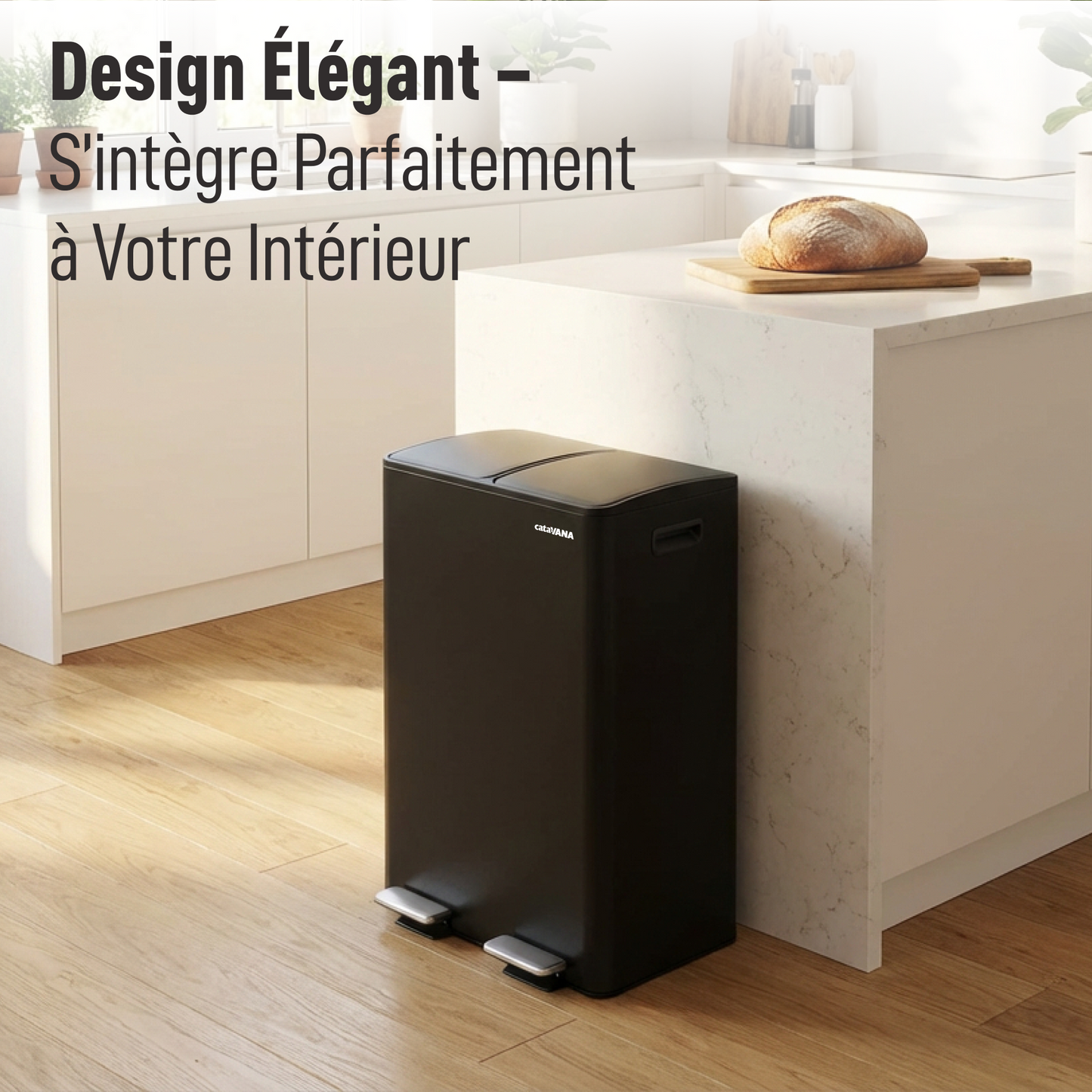 Poubelle Double Compartiment 2 x 30L, Pédales Métal, 2 Seaux Plastique, Fermeture Douceur, Hermétique