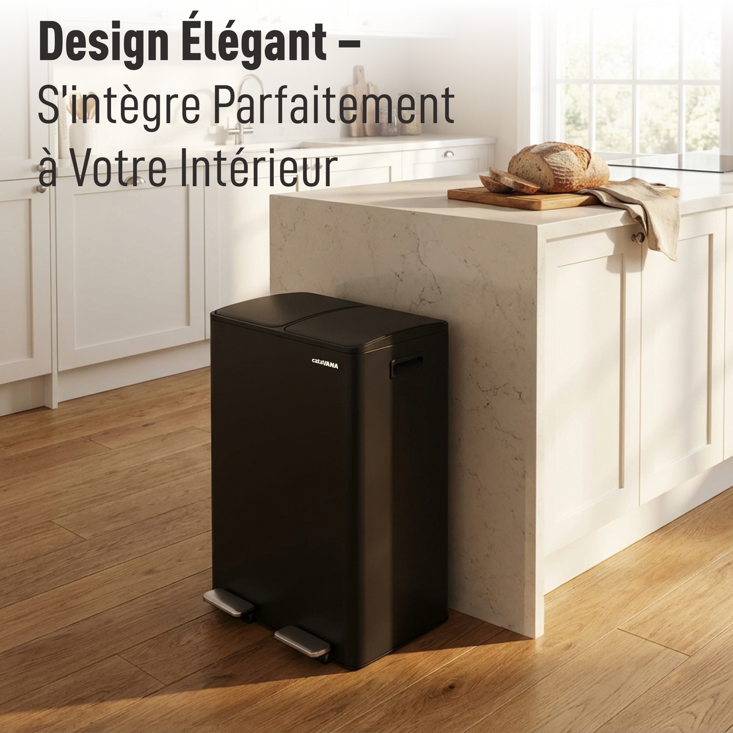 Poubelle Double Compartiment 2 x 30L, Pédales Métal, 2 Seaux Plastique, Fermeture Douceur, Hermétique