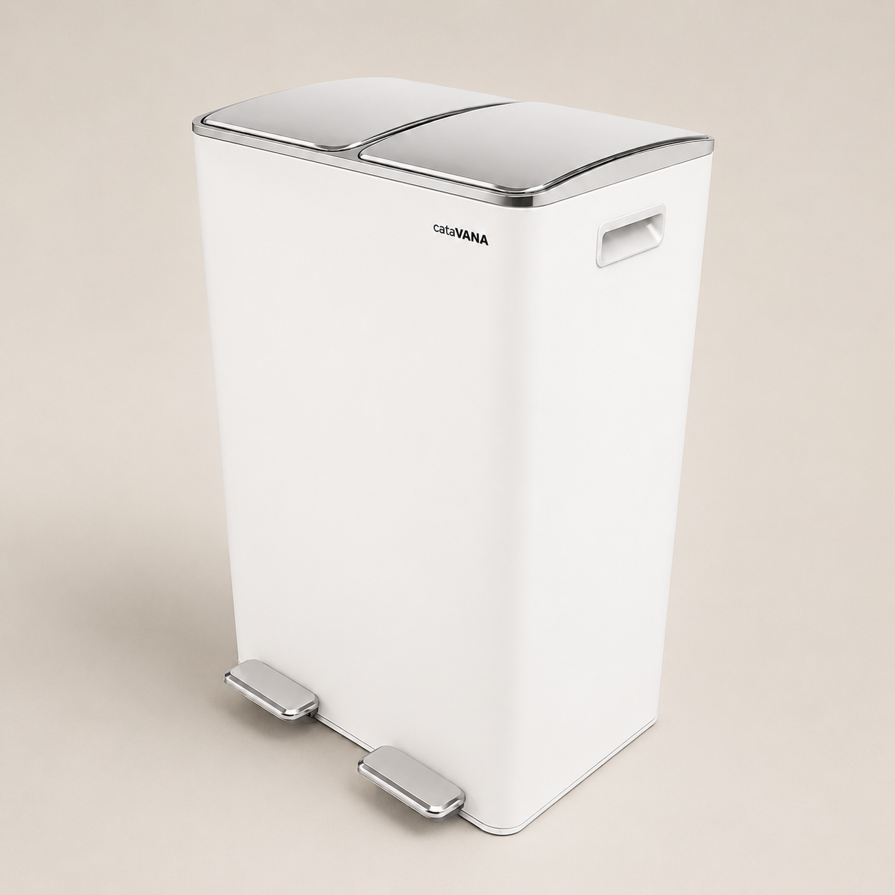 Poubelle Double Compartiment 2 x 30L, Pédales Métal, 2 Seaux Plastique, Fermeture Douceur, Hermétique