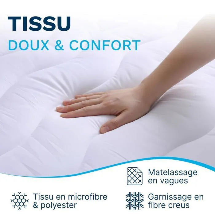 Surmatelas Nuage - 180x200 cm - Hypoallergénique, Respirant, Anti-Acariens, Idéal Matelas 2 Places
