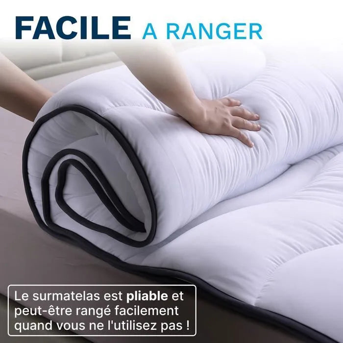 Surmatelas Nuage - 80x200 cm - Hypoallergénique, Respirant, Anti-Acariens, Idéal Matelas 1 Place, Clic-Clac, Convertible