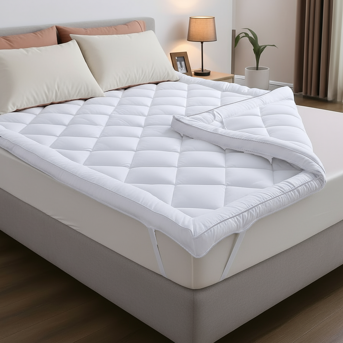 Surmatelas Confort 800gsm- Microfibre Respirante, Hypoallergénique, Anti-acariens - Antidérapant