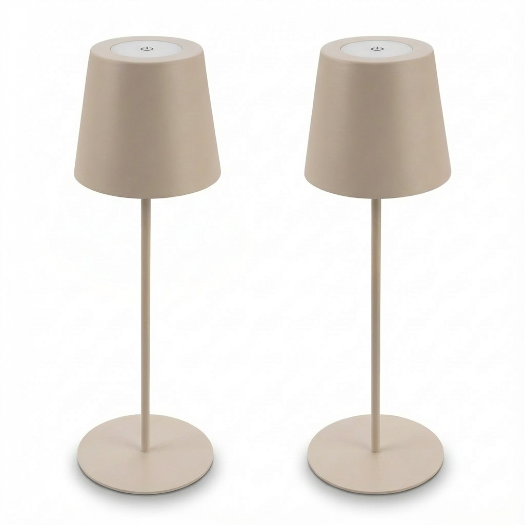 Lampe de Table LED Sans Fil Rechargeable – Tactile Variateur USB-C IP44 Intérieur Extérieur Métal