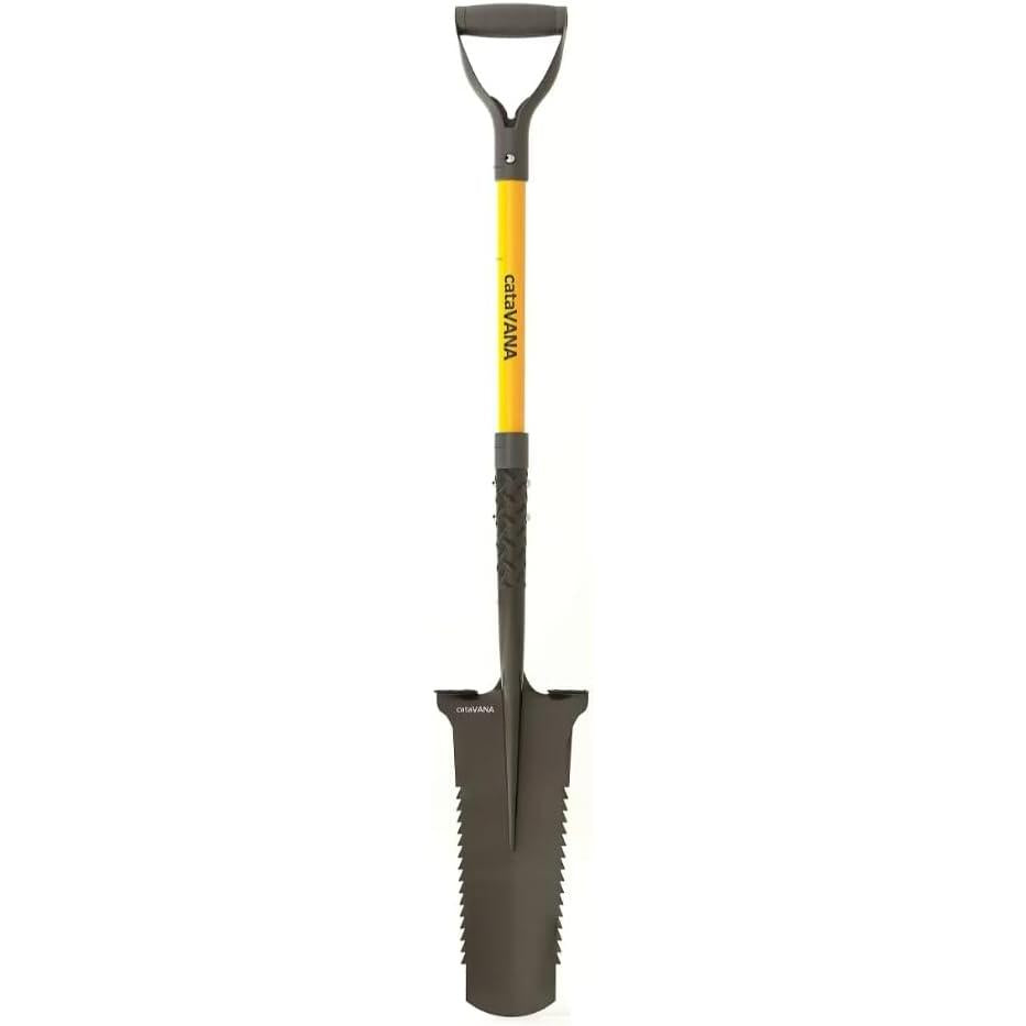 Bêche de Jardin avec Dents en Acier – Outil de Creusage et Ameublissement du Sol – Noir/Orange